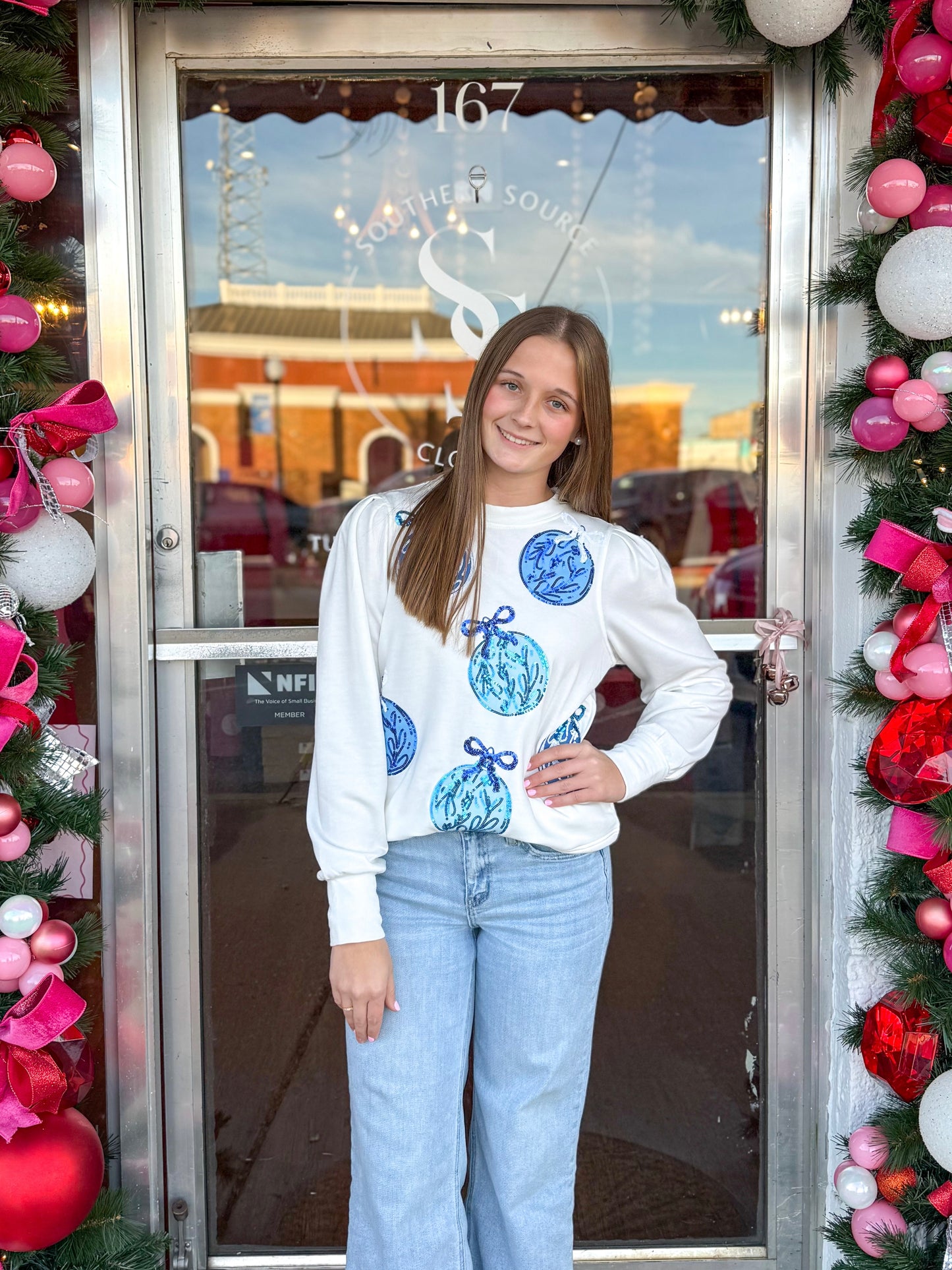 Kelly Blue Ornaments Sweatshirt
