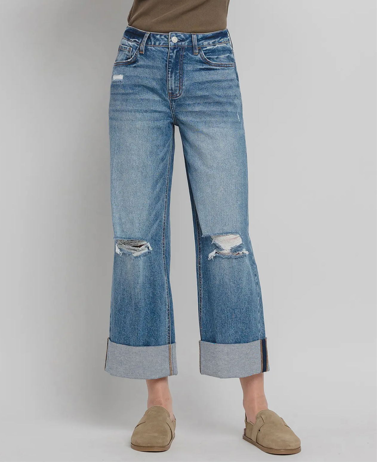 LOVERVET| Super High Baggy Wide Cuff Jeans