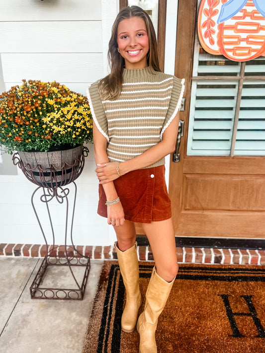Linny Olive Sleeveless Sweater