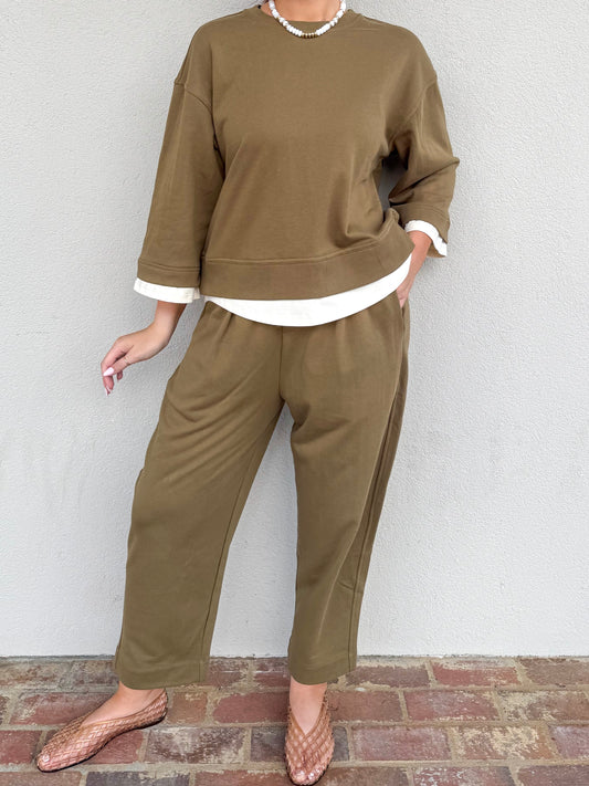 Olive Layered Pant Set