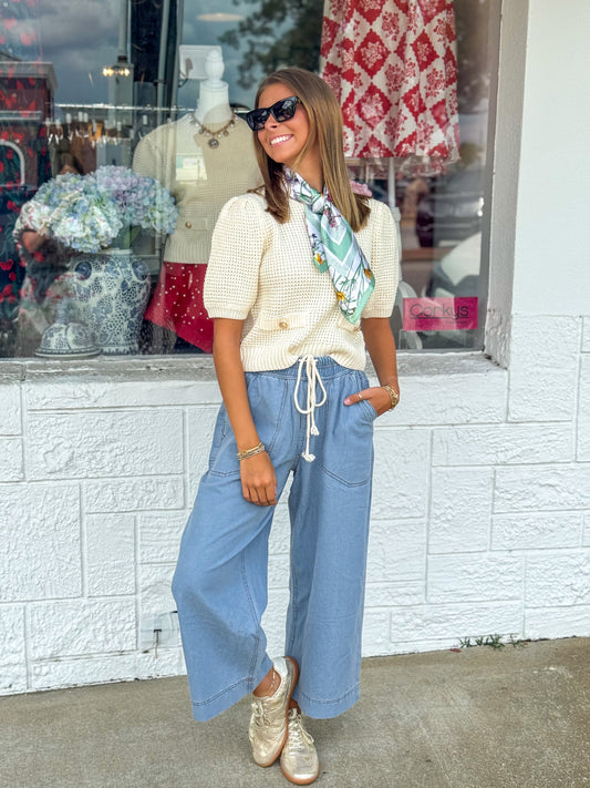 String Tie Denim Pants