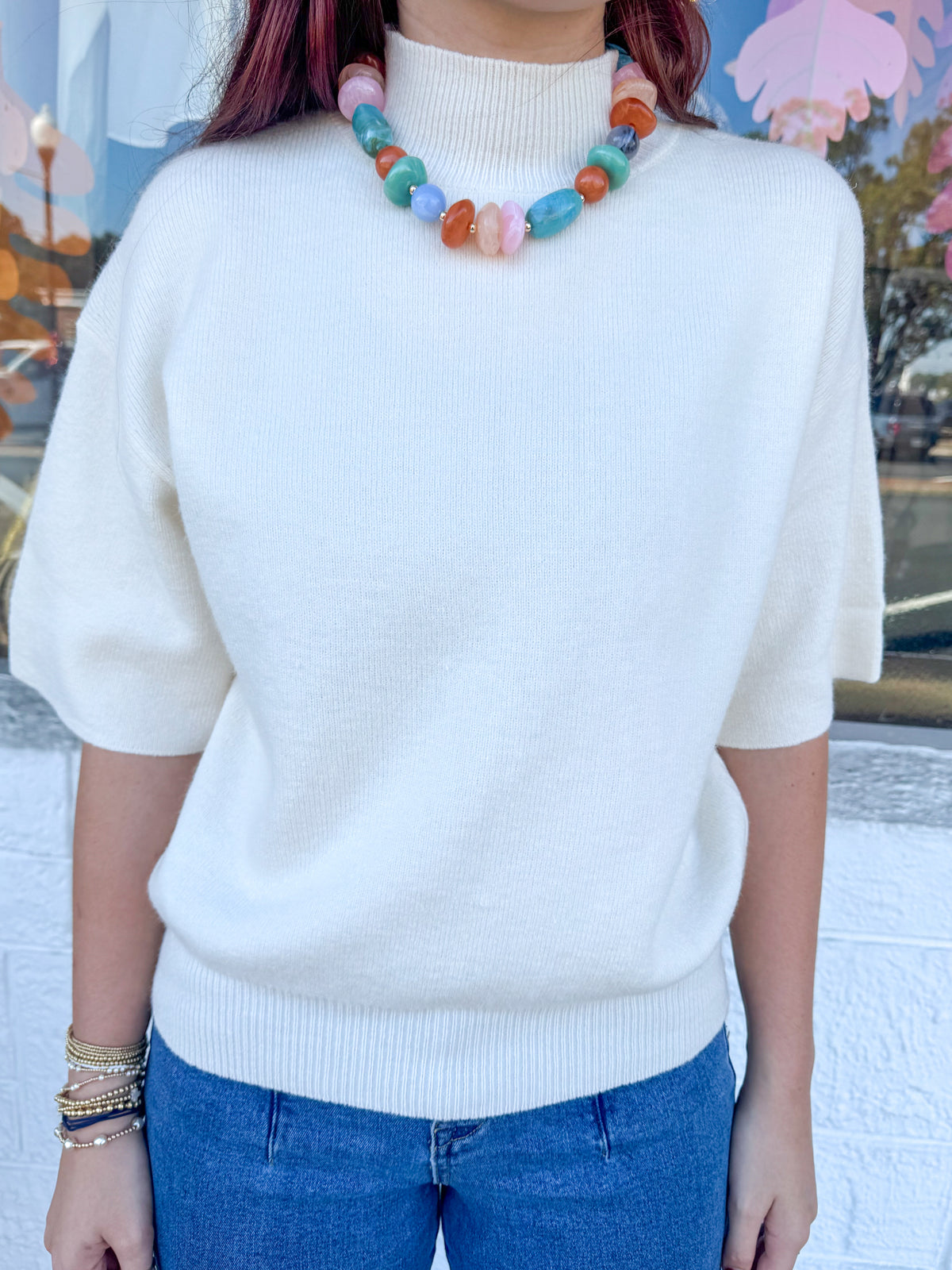 Cream Turtle-Neck Sweater