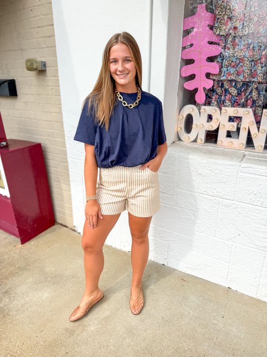 Navy Bubble Hem T-Shirt