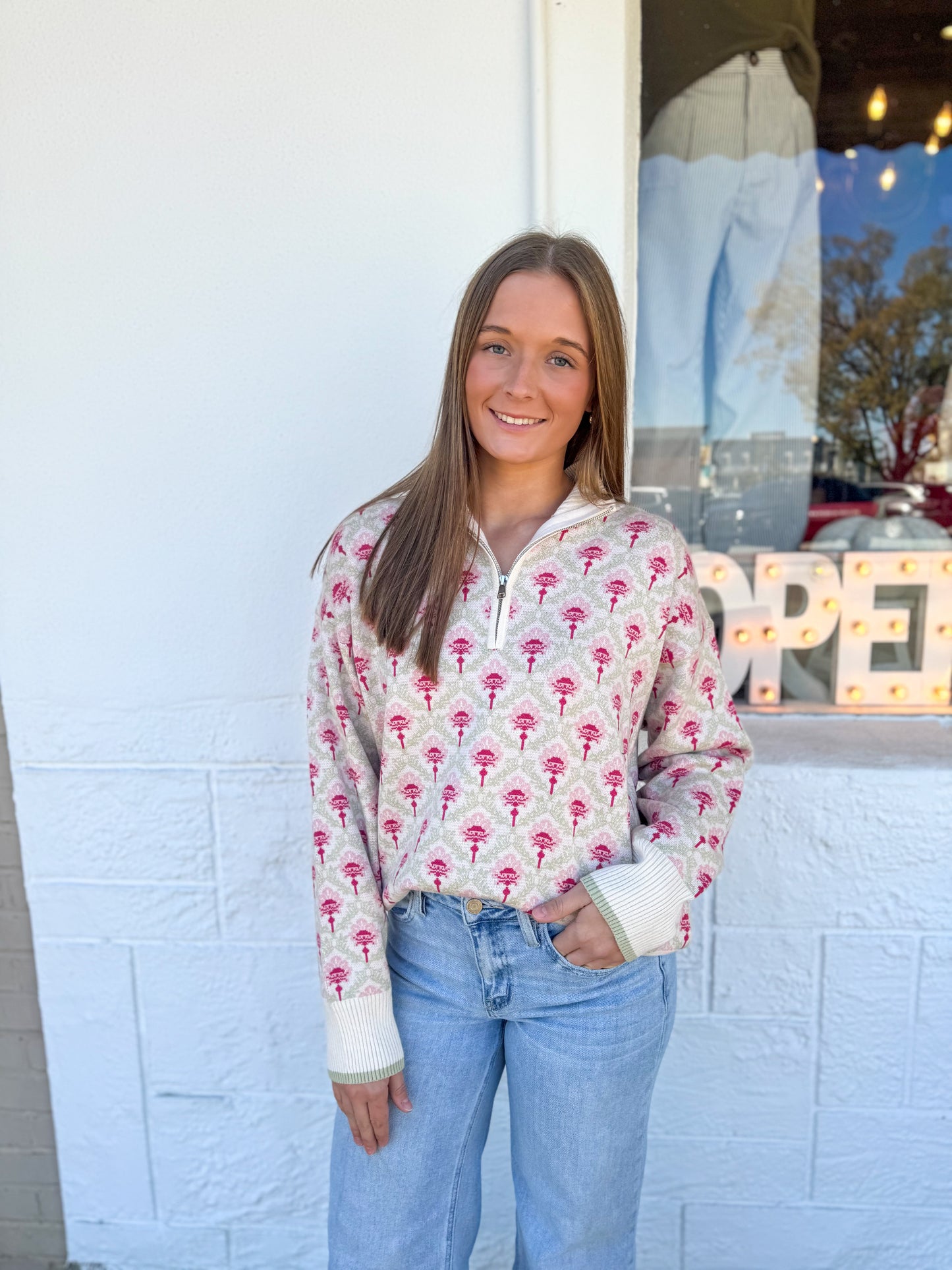 Sage Quarter Zip Sweater