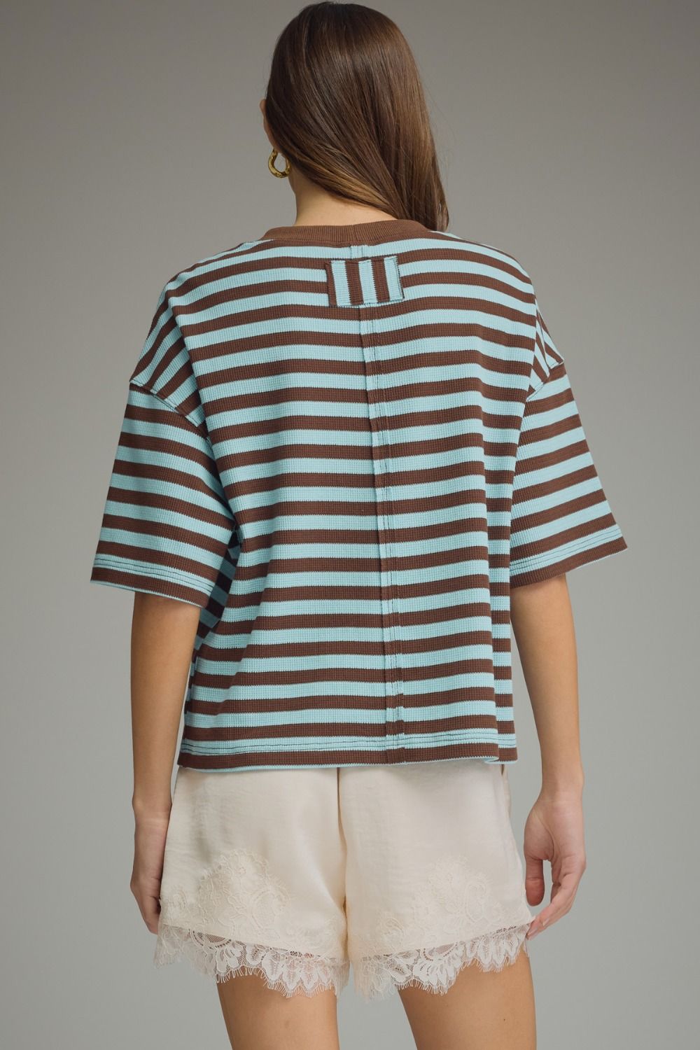 Blue + Brown Stripe Basic Top