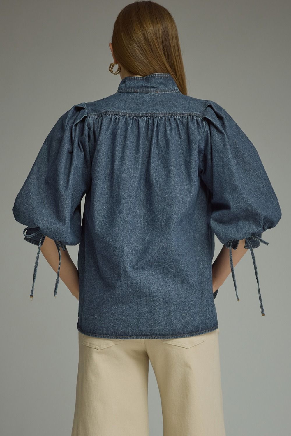 Dark Denim Gold Button Top