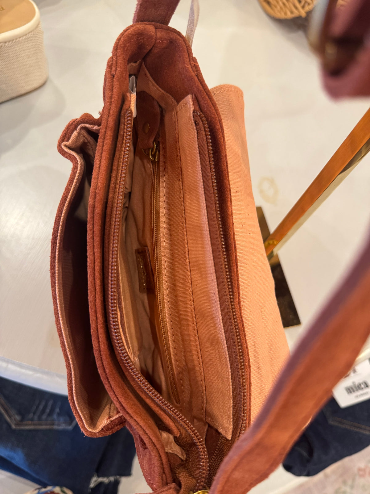 Crossbody- Rust Suede 100% Genuine Leather
