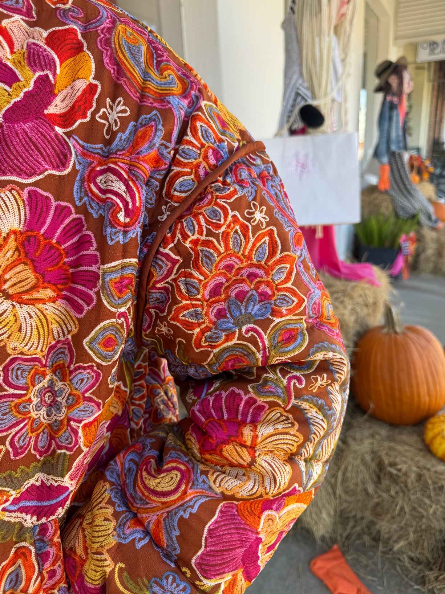 Brick Floral Quilted Jacket