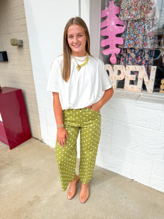 Olive Polka Dot Pants