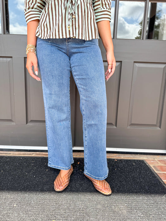 MICA Medium Wash Super High Rise Wide Leg Denim