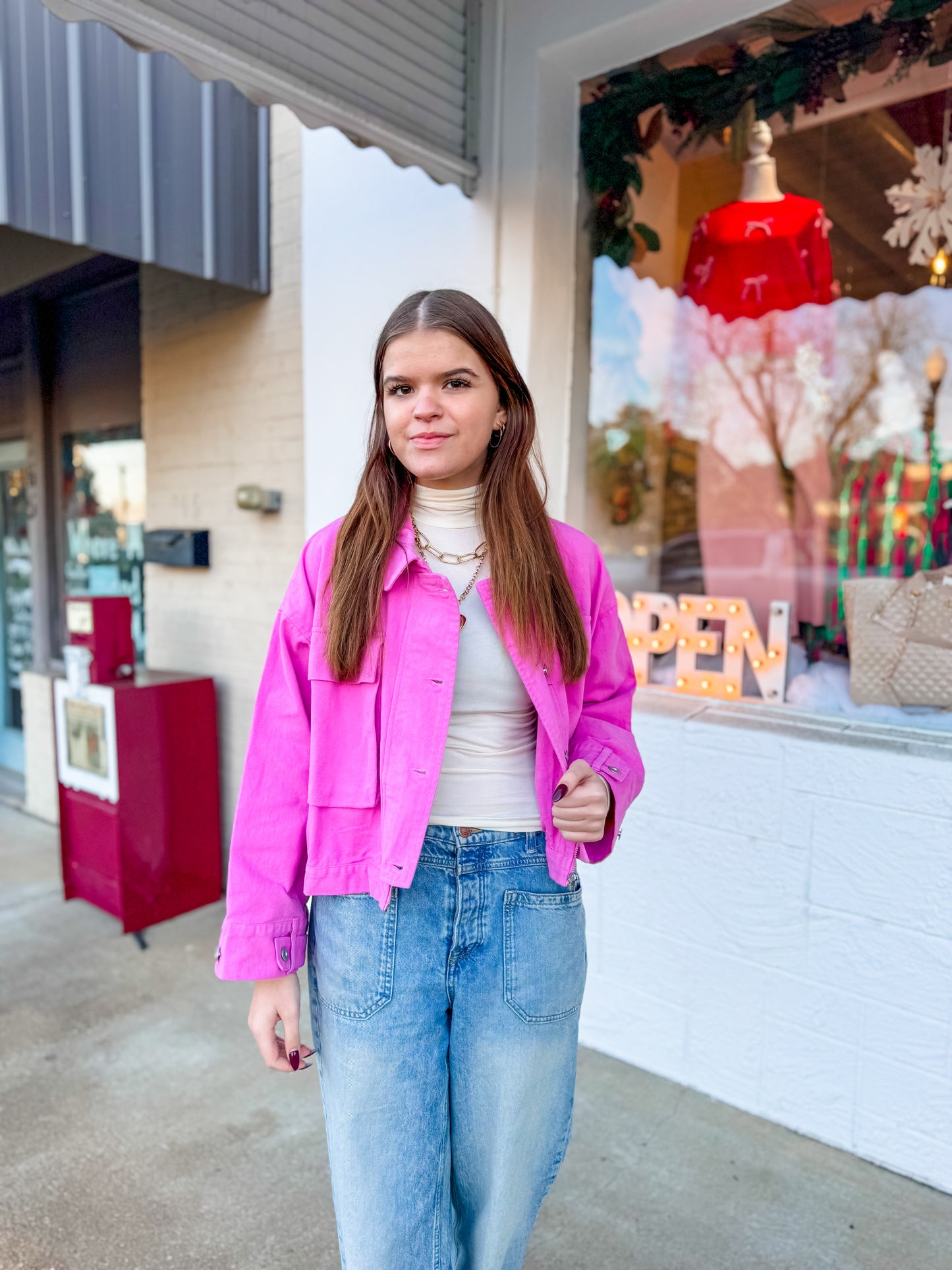 Taffy Pink Cropped Jacket