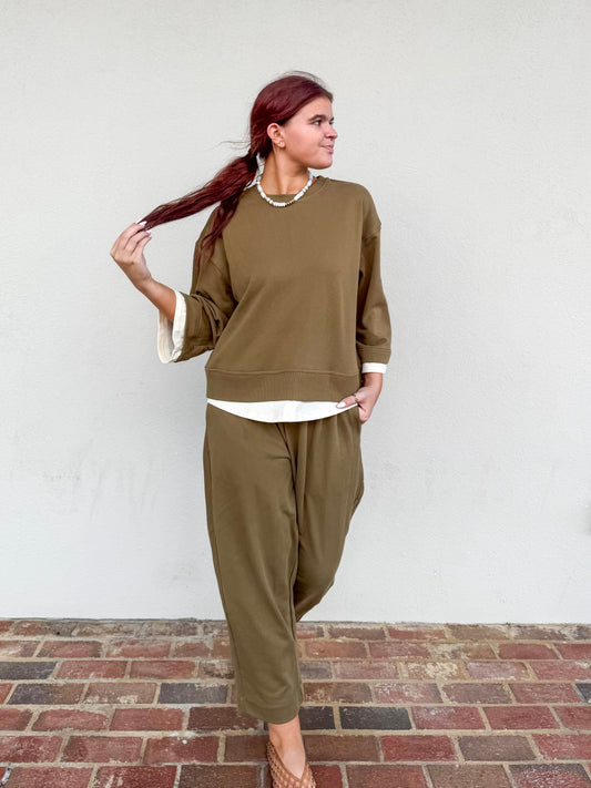 Olive Layered Pant Set