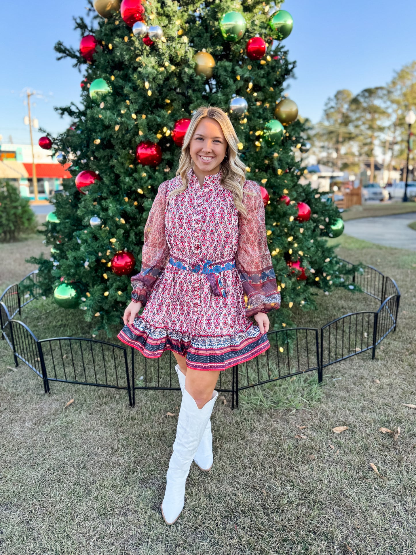 Ivory Multi Belted Dress