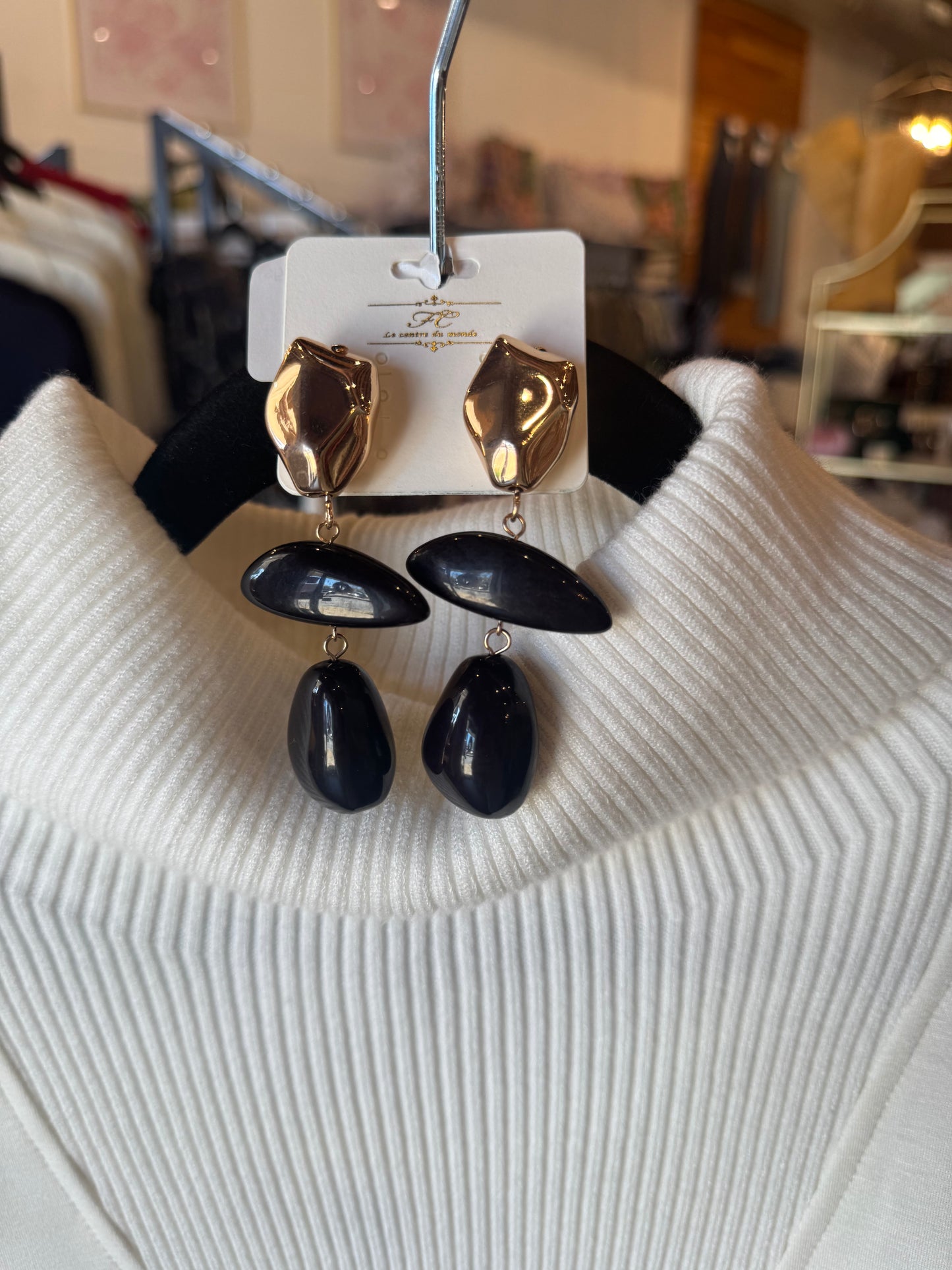 Black/Gold Geometric Earrings