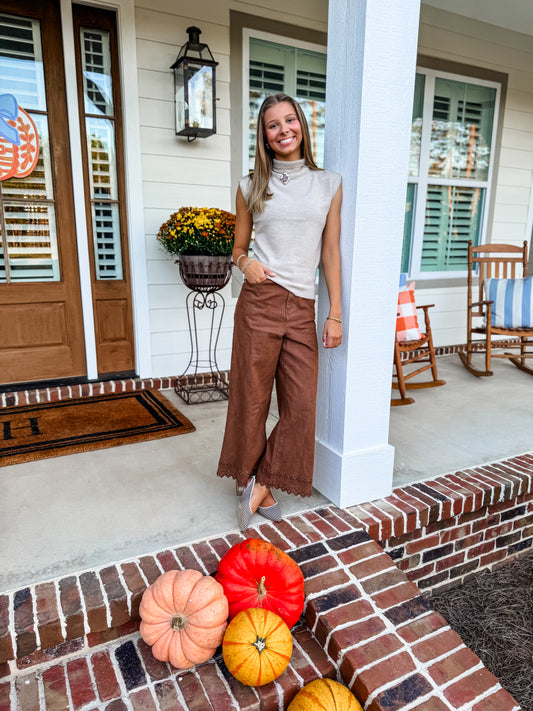 Taupe Mock Neck Sweater