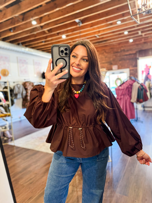 Brown Peplum Top