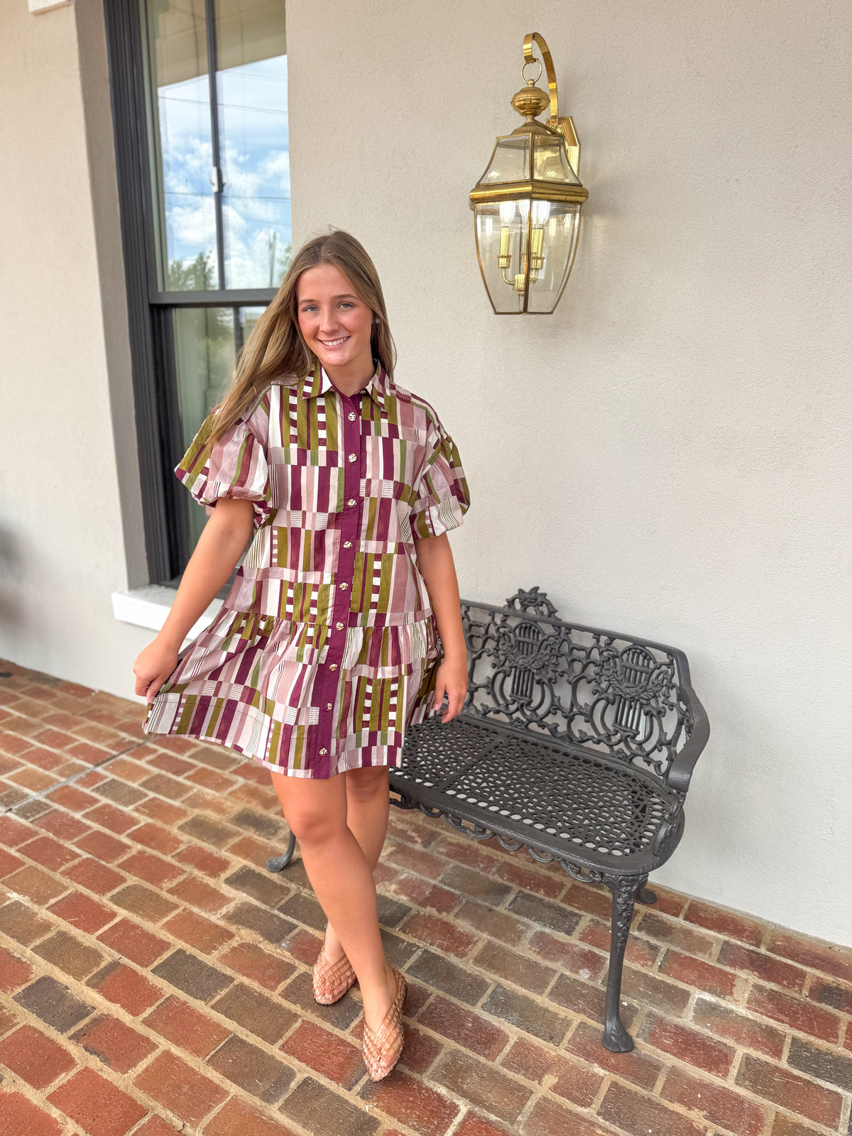 Plum Printed Mini Dress