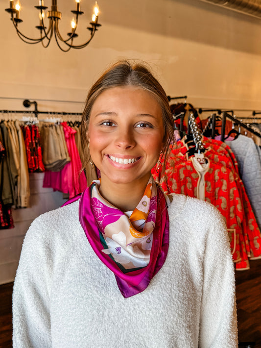 Purple Floral Scarf