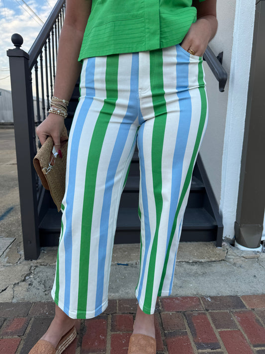 Emerald & Sky Stripe Pants