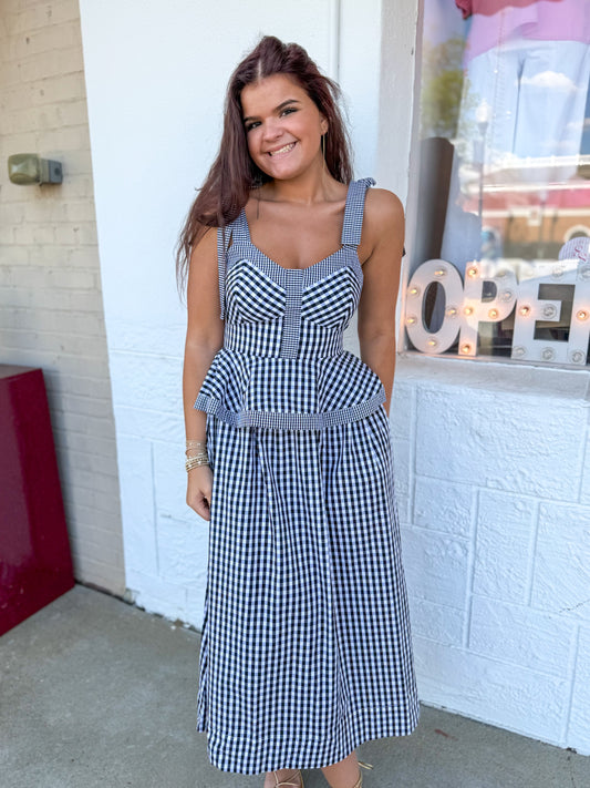 Midnight Gingham Dress