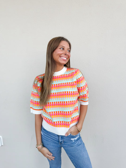 Colorful Crochet Knit Top