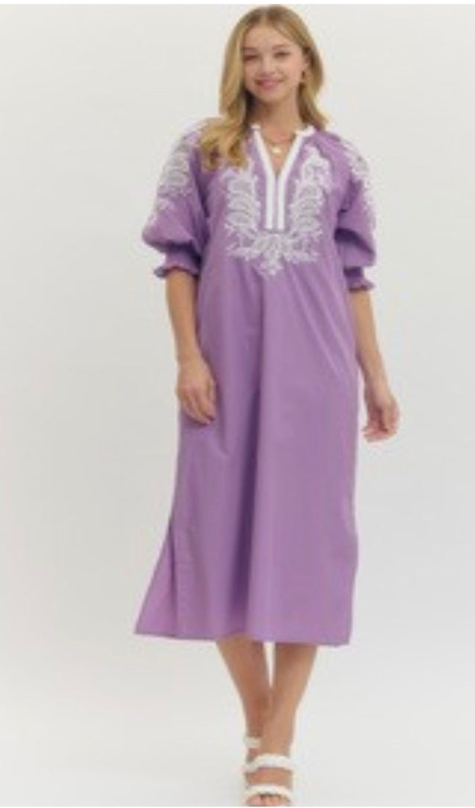 Lavender Lush Embroidered Dress