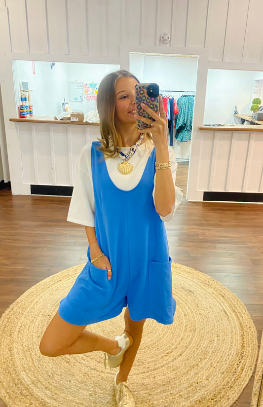 Ocean Blue Overalls Romper