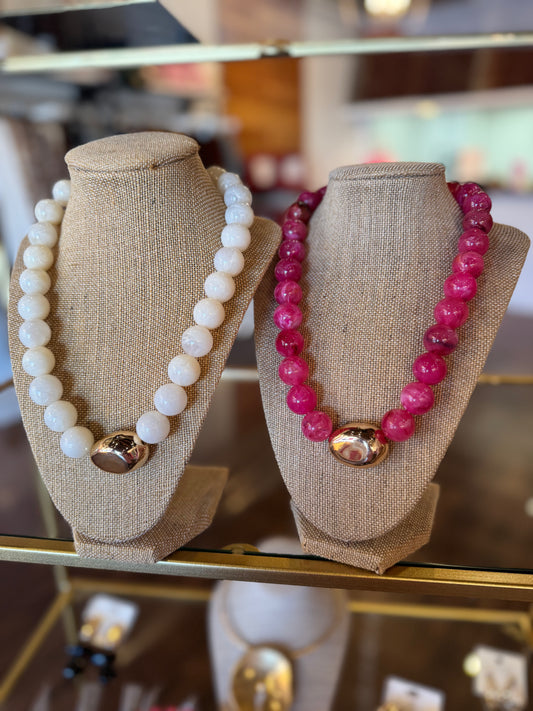 Marble Stone Ball and Accent Necklace