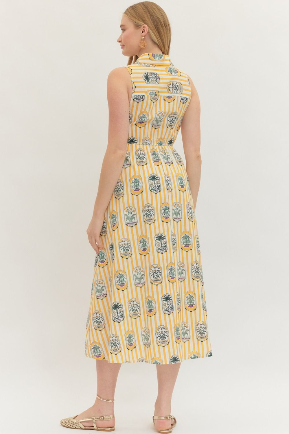Gold Stripe Palm Dress