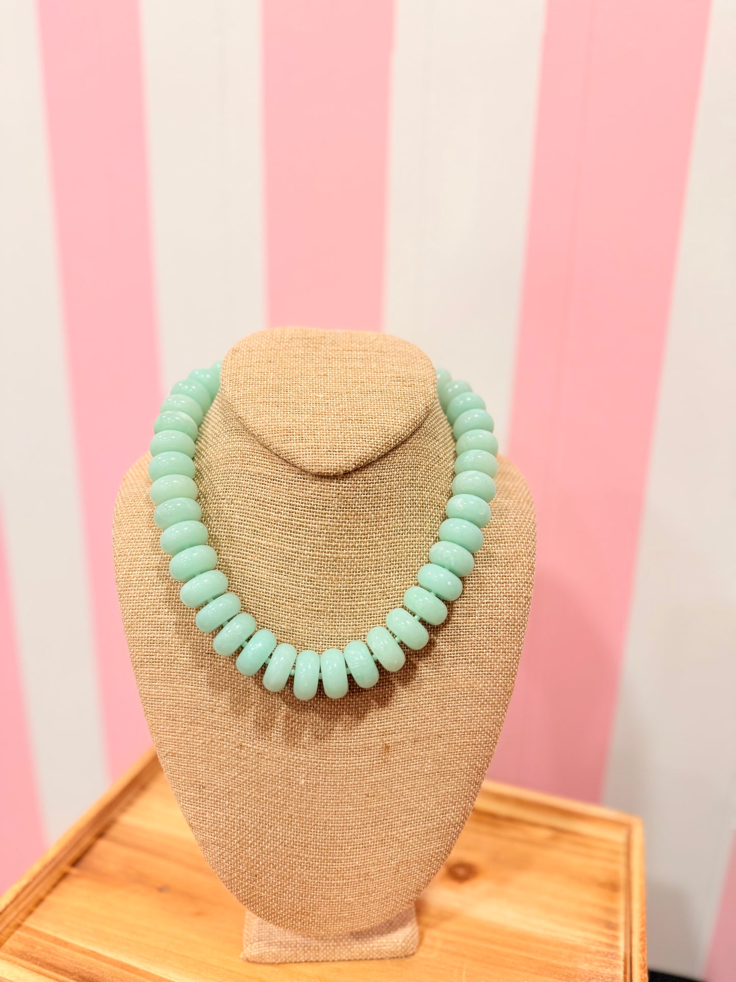 Mint Chunky Marble Bead Necklace
