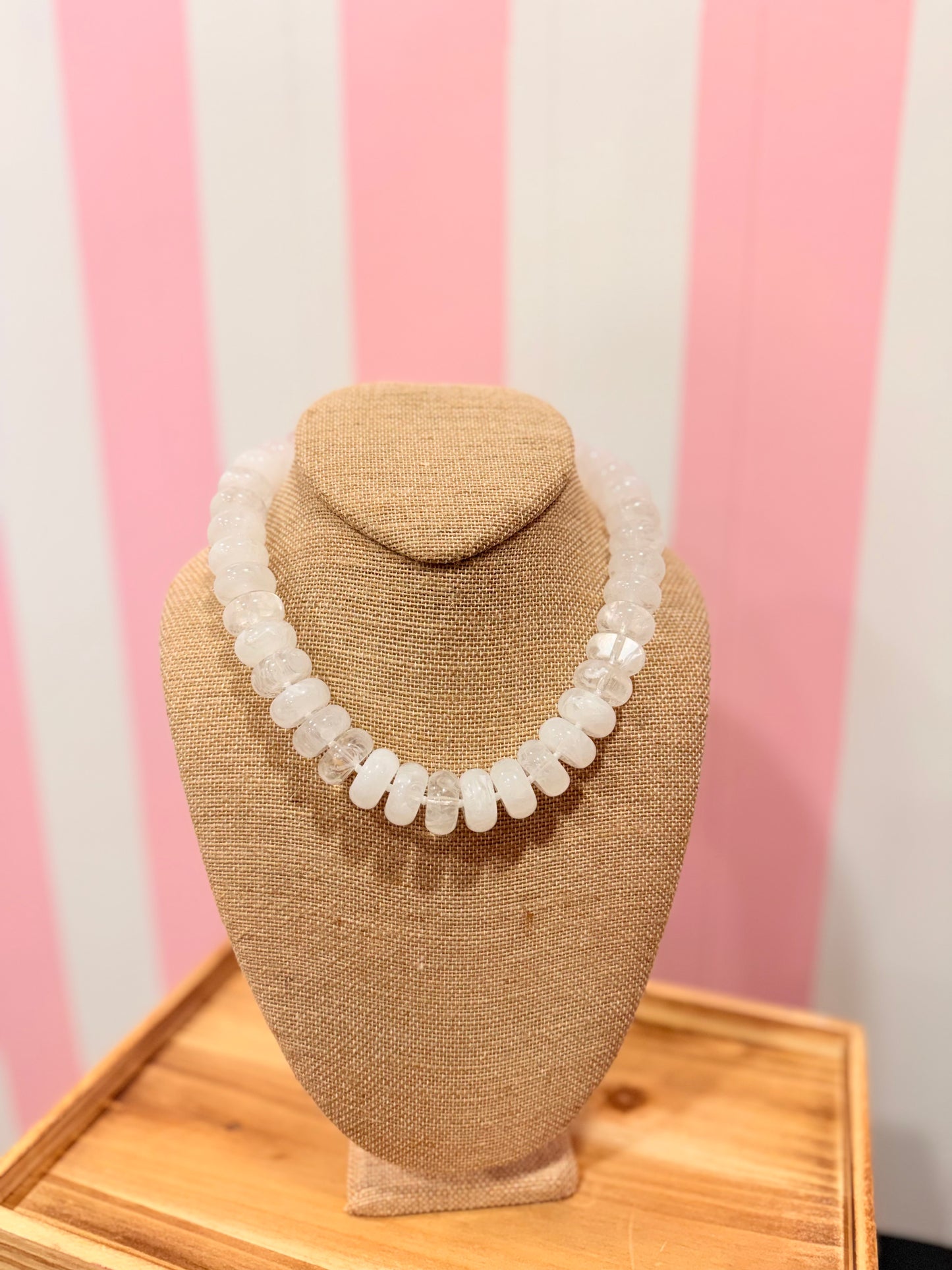 White Chunky Marble Bead Necklace