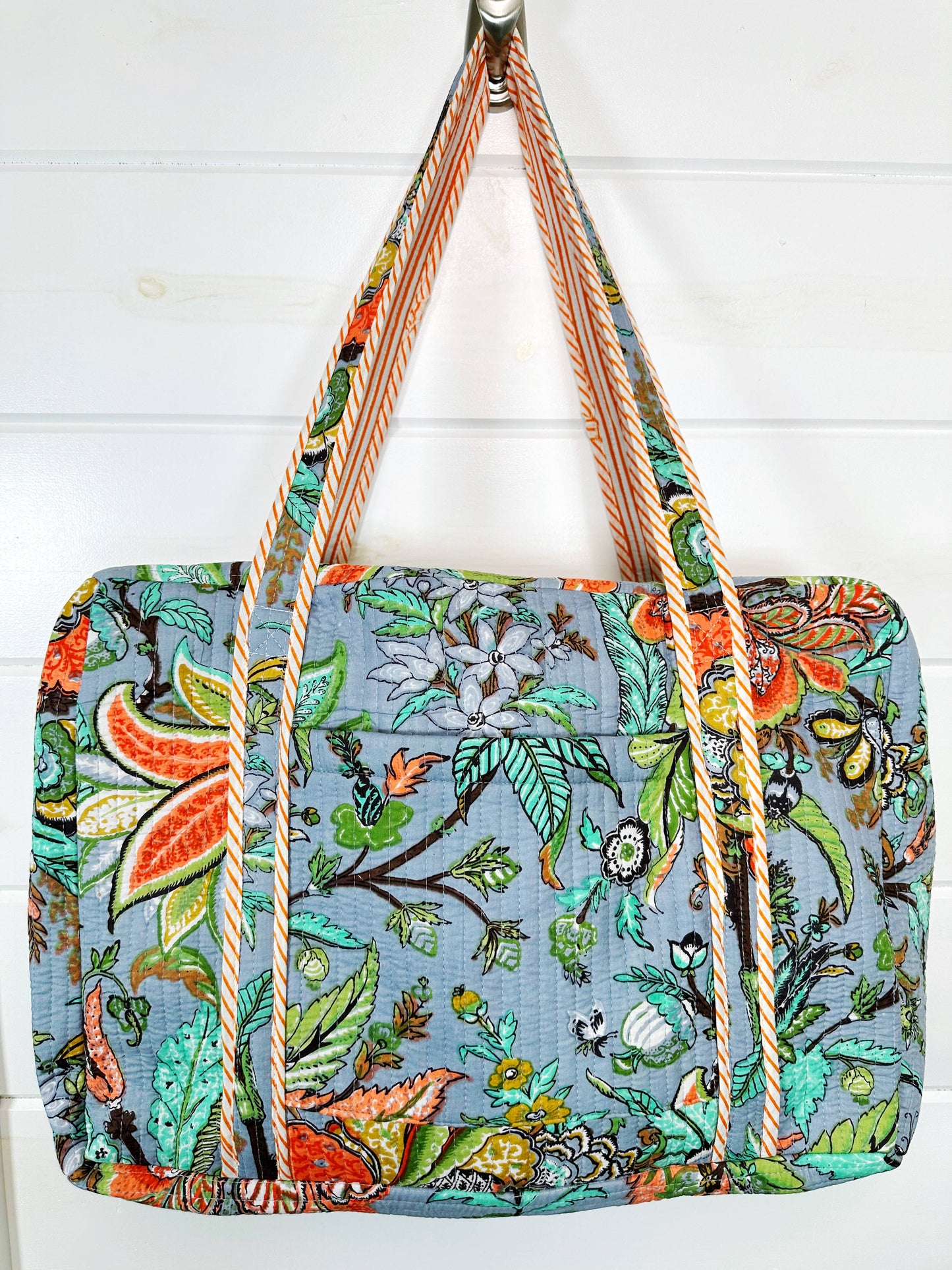 Quilted Duffle Bag | Weekender Overnight Bag | Botanical