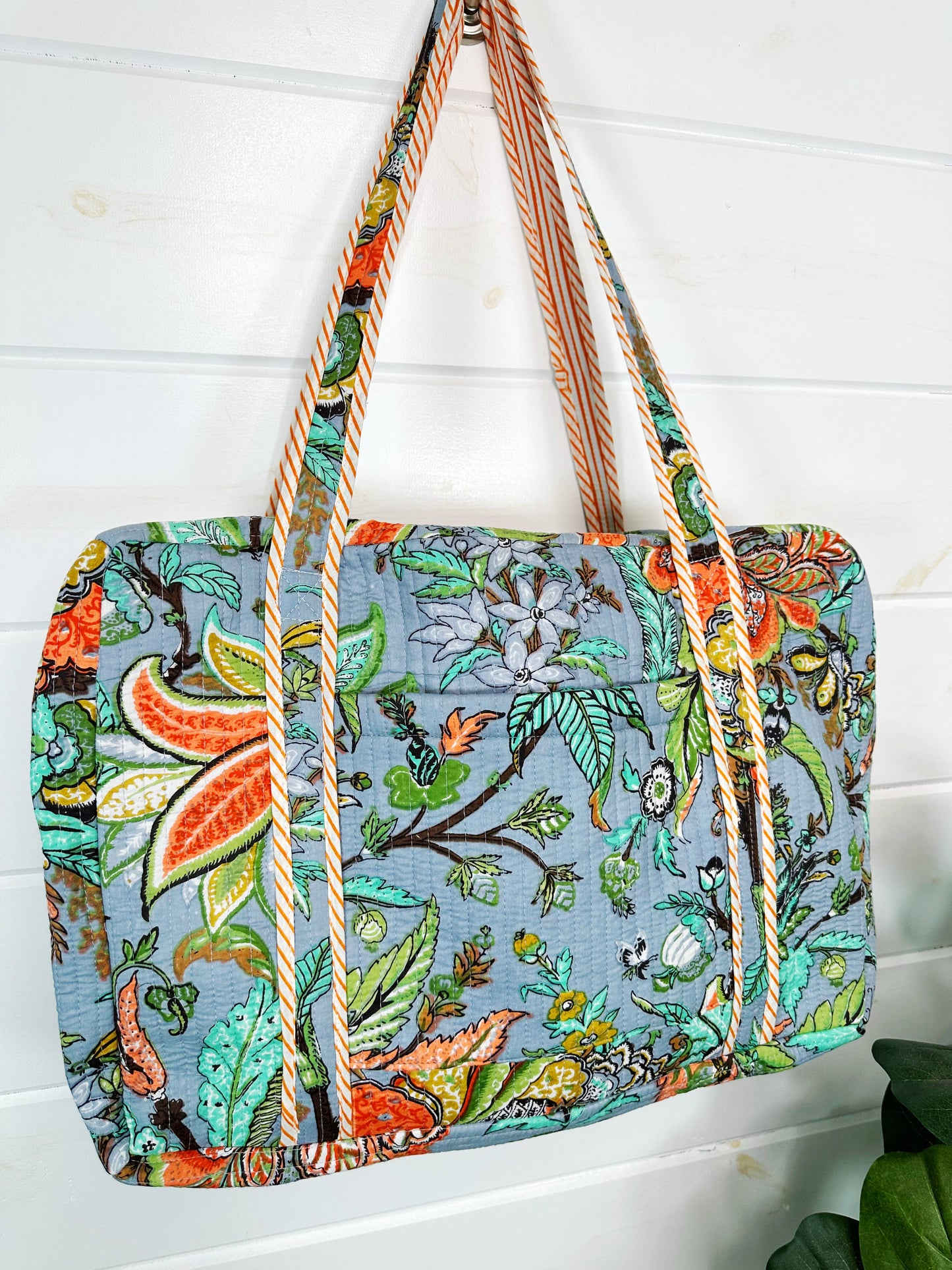 Quilted Duffle Bag | Weekender Overnight Bag | Botanical