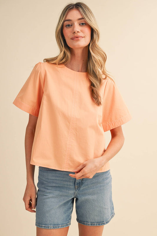 SEAM DETAIL SHORT SLEEVE BOXY TOP