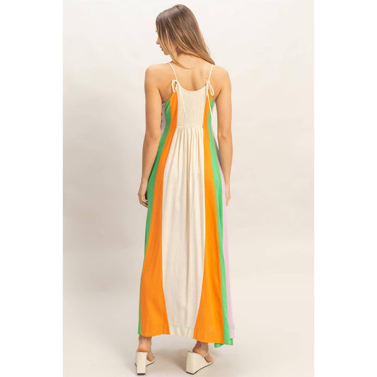 Strappy Colorblock Maxi Dress