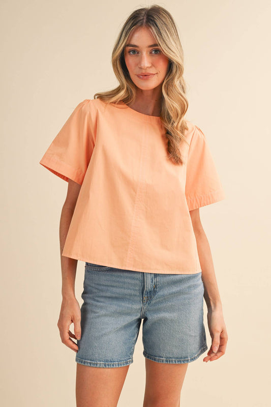 SEAM DETAIL SHORT SLEEVE BOXY TOP