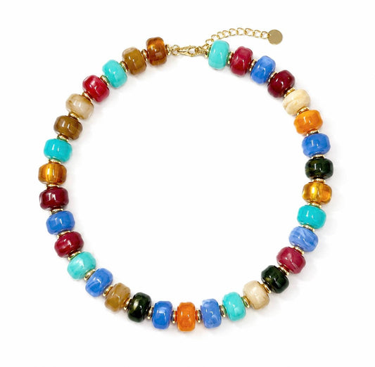 Colorful Coastal Chunky Beaded Statement Necklace