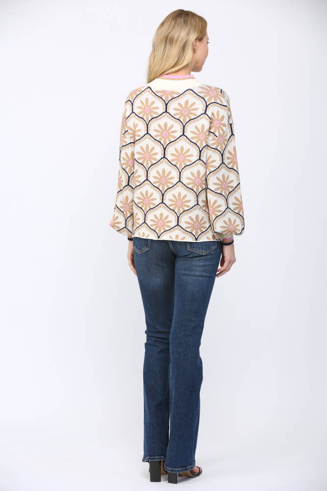GEOMETRIC FLORAL SWEATER