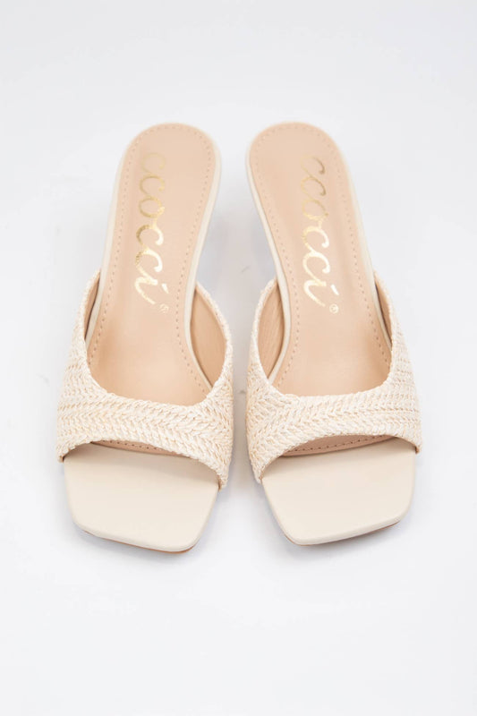 Raffia Beige Kitten Heel