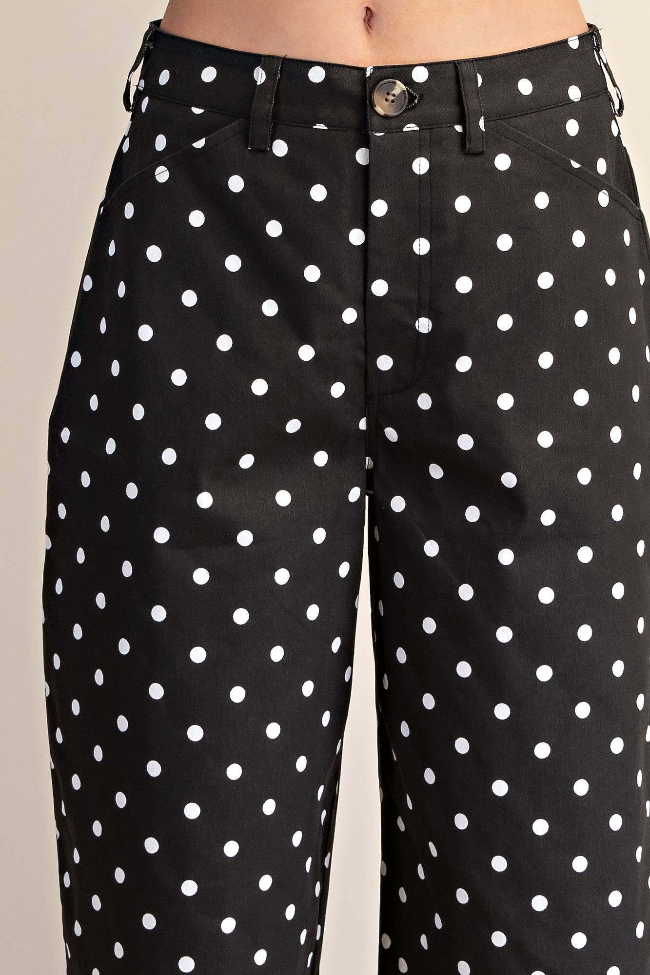 Casual Pants High Waist Barrel Leg Polka Dot Stretch