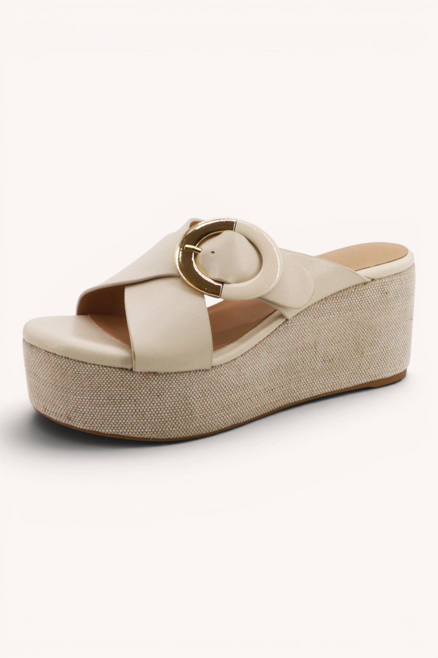Bone Platform Slide Sandals