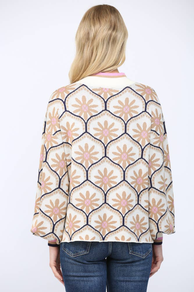 GEOMETRIC FLORAL SWEATER