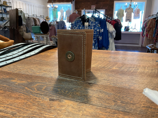 Leather tri fold wallet